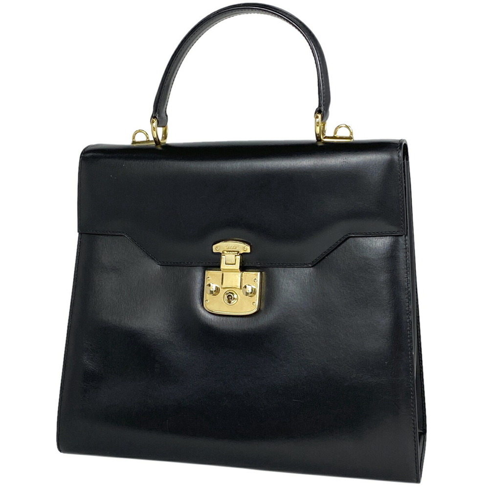 Gucci Lady Lock 2way Handbag Leather Black